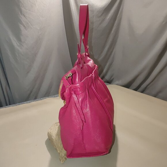 Furla Magenta Leather Hobo Handbag Satchel Gold Accents Lined Interior - Picture 5 of 14